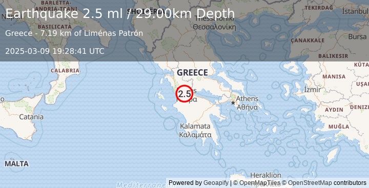 Earthquake GREECE (2.5 ml) (2025-03-09 19:28:41 UTC)