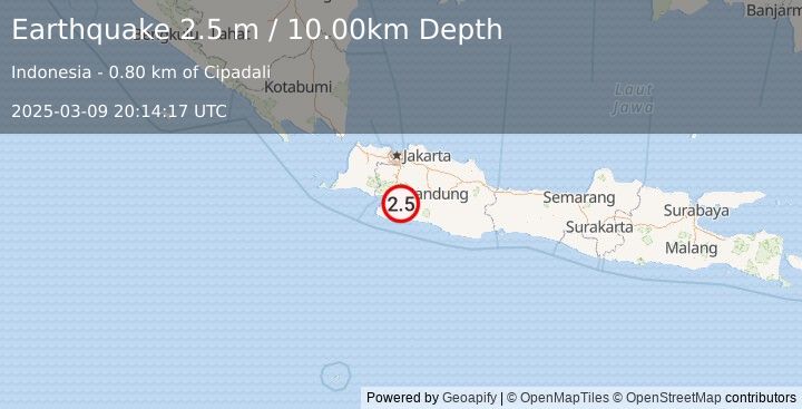 Earthquake JAVA, INDONESIA (2.5 m) (2025-03-09 20:14:17 UTC)