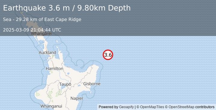 Earthquake OFF E. COAST OF N. ISLAND, N.Z. (3.6 m) (2025-03-09 21:04:44 UTC)