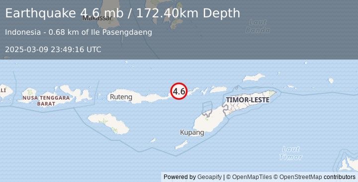 Earthquake FLORES REGION, INDONESIA (4.6 mb) (2025-03-09 23:49:16 UTC)