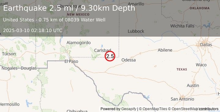 Earthquake NEW MEXICO (2.5 ml) (2025-03-10 02:18:10 UTC)