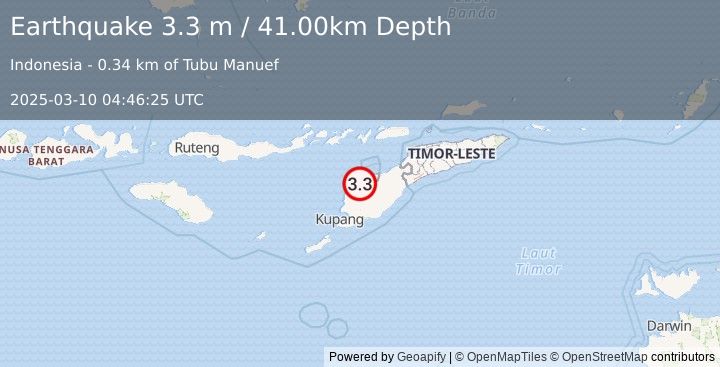 Earthquake TIMOR REGION (3.3 m) (2025-03-10 04:46:25 UTC)