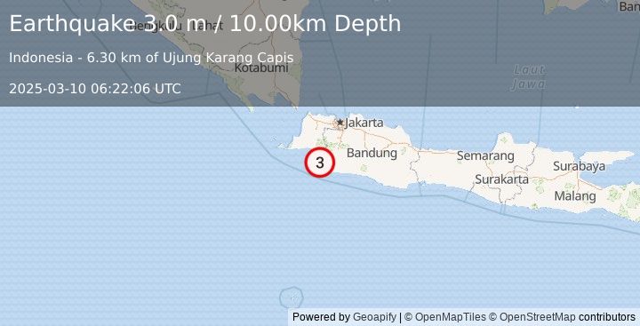 Earthquake JAVA, INDONESIA (3.0 m) (2025-03-10 06:22:06 UTC)