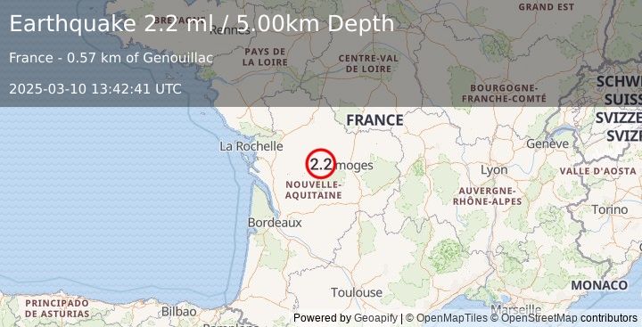 Earthquake FRANCE (2.2 ml) (2025-03-10 13:42:41 UTC)