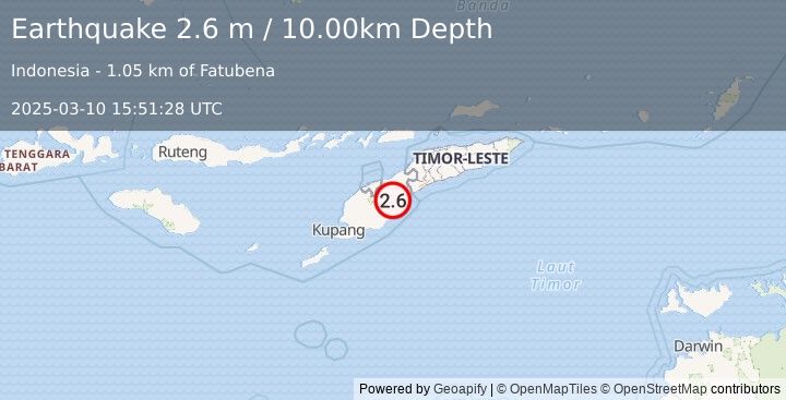 Earthquake TIMOR REGION (2.6 m) (2025-03-10 15:51:28 UTC)