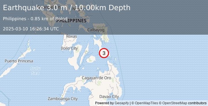 Earthquake LEYTE, PHILIPPINES (3.0 m) (2025-03-10 16:26:34 UTC)