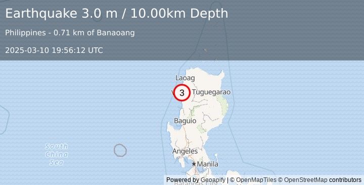 Earthquake LUZON, PHILIPPINES (3.0 m) (2025-03-10 19:56:12 UTC)