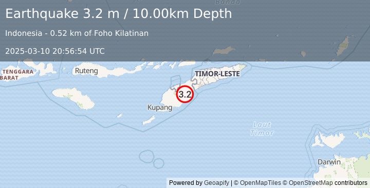 Earthquake TIMOR REGION (3.2 m) (2025-03-10 20:56:54 UTC)