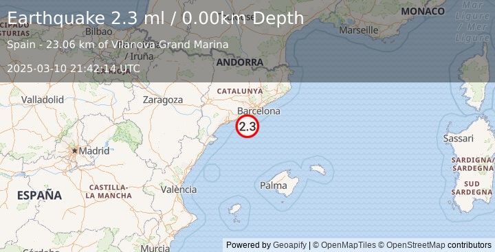 Earthquake SPAIN (2.3 ml) (2025-03-10 21:42:14 UTC)