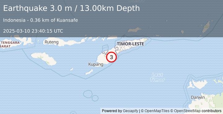 Earthquake TIMOR REGION (3.0 m) (2025-03-10 23:40:15 UTC)