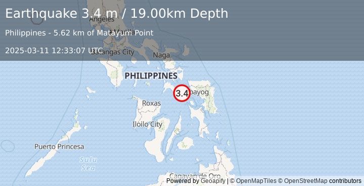 Earthquake SAMAR, PHILIPPINES (3.4 m) (2025-03-11 12:33:07 UTC)