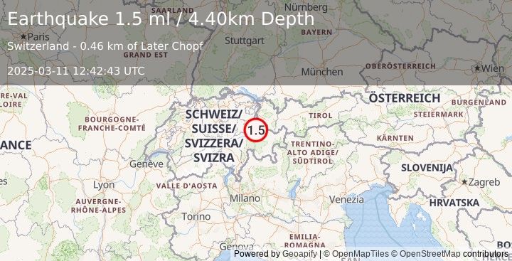 Earthquake SWITZERLAND (1.5 ml) (2025-03-11 12:42:43 UTC)