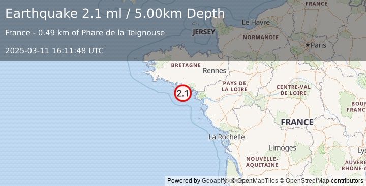 Earthquake FRANCE (2.1 ml) (2025-03-11 16:11:48 UTC)