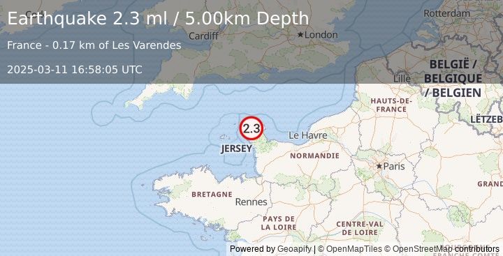 Earthquake FRANCE (2.3 ml) (2025-03-11 16:58:05 UTC)