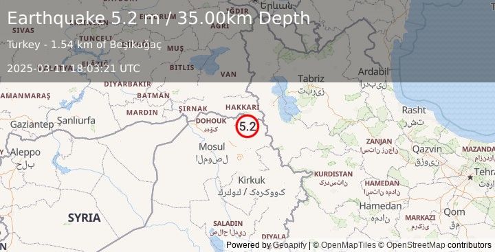 Earthquake TURKEY-IRAN-IRAQ BORDER REGION (4.9 m) (2025-03-11 18:03:20 UTC)