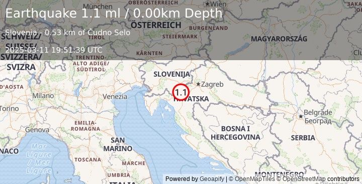 Earthquake SLOVENIA (1.1 ml) (2025-03-11 19:51:39 UTC)