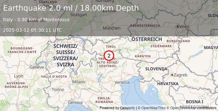 Earthquake NORTHERN ITALY (2.0 ml) (2025-03-12 05:30:11 UTC)