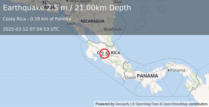 Earthquake COSTA RICA (2.7 m) (2025-03-12 07:04:49 UTC)