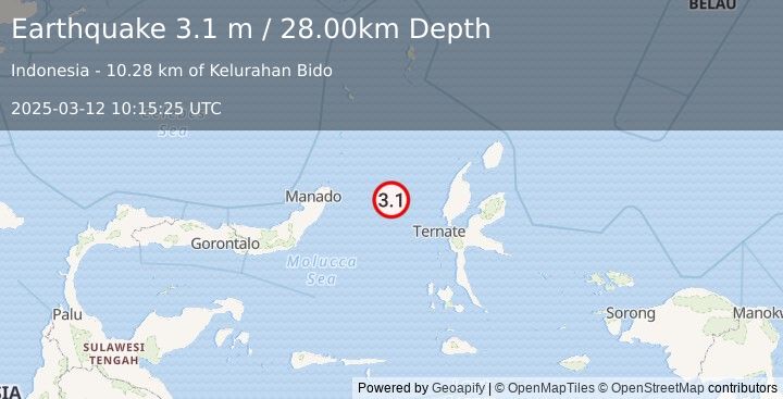 Earthquake MOLUCCA SEA (3.1 m) (2025-03-12 10:15:25 UTC)