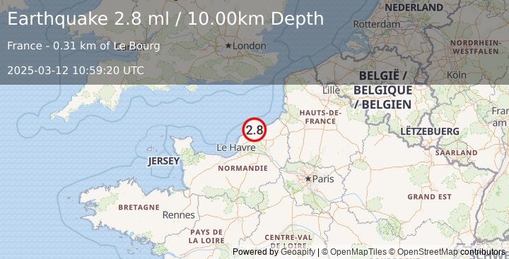 Earthquake FRANCE (2.8 ml) (2025-03-12 10:59:21 UTC)