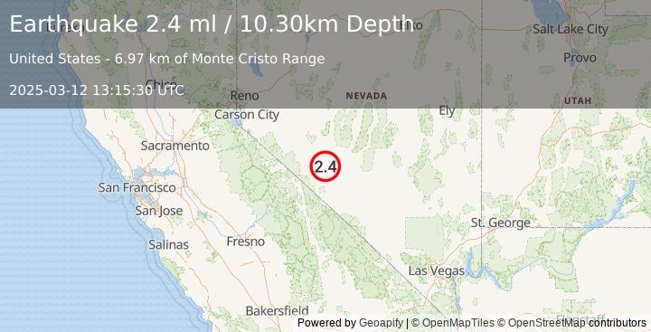 Earthquake NEVADA (2.4 ml) (2025-03-12 13:15:30 UTC)