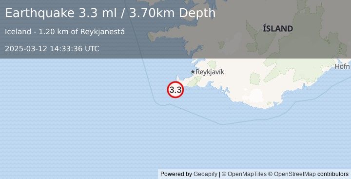 Earthquake ICELAND REGION (3.8 ml) (2025-03-12 14:33:37 UTC)