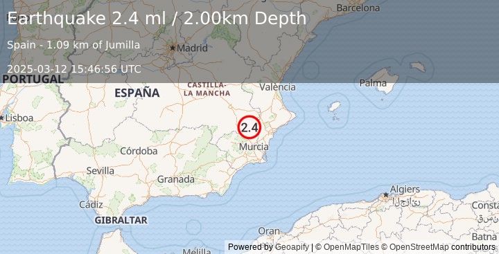 Earthquake SPAIN (2.4 ml) (2025-03-12 15:46:56 UTC)