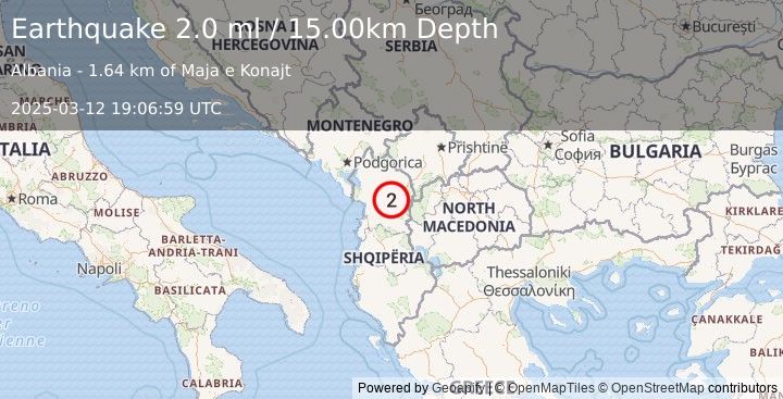 Earthquake ALBANIA (2.0 ml) (2025-03-12 19:06:59 UTC)