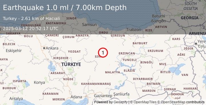 Earthquake CENTRAL TURKEY (1.0 ml) (2025-03-12 20:52:17 UTC)