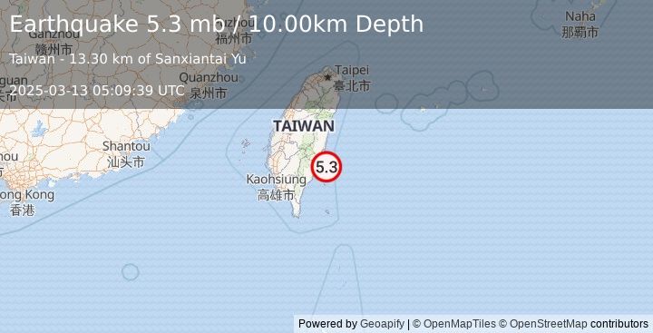 Earthquake TAIWAN (5.4 ml) (2025-03-13 05:09:39 UTC)