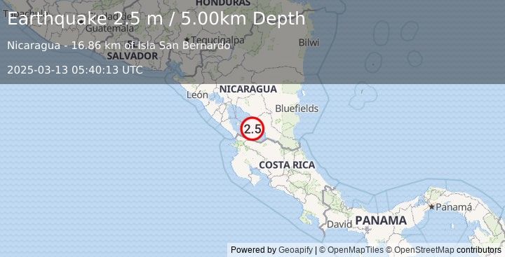 Earthquake NICARAGUA (2.5 m) (2025-03-13 05:40:12 UTC)