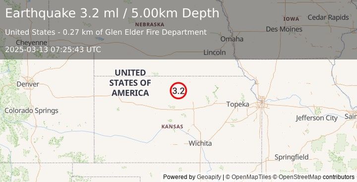 Earthquake KANSAS (3.2 ml) (2025-03-13 07:25:43 UTC)