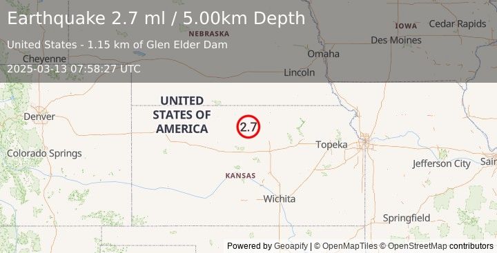 Earthquake KANSAS (2.7 ml) (2025-03-13 07:58:27 UTC)