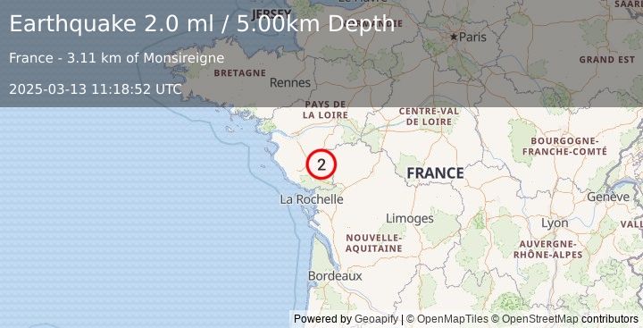 Earthquake FRANCE (2.0 ml) (2025-03-13 11:18:52 UTC)