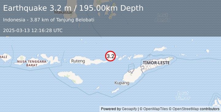 Earthquake FLORES REGION, INDONESIA (3.2 m) (2025-03-13 12:16:28 UTC)