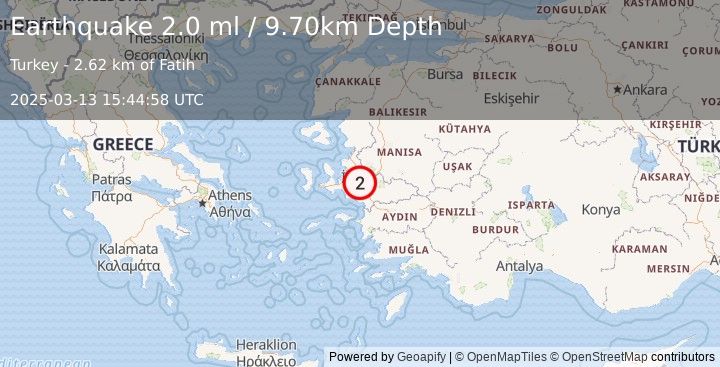 Earthquake WESTERN TURKEY (2.0 ml) (2025-03-13 15:44:58 UTC)