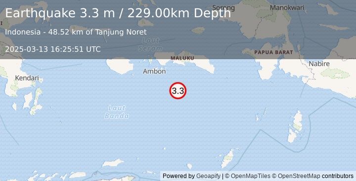 Earthquake BANDA SEA (3.3 m) (2025-03-13 16:25:51 UTC)