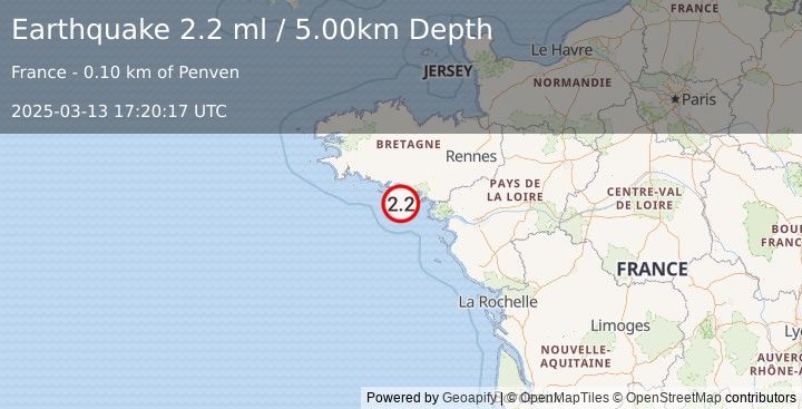 Earthquake FRANCE (2.2 ml) (2025-03-13 17:20:17 UTC)