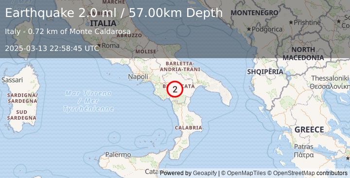 Earthquake SOUTHERN ITALY (2.0 ml) (2025-03-13 22:58:45 UTC)