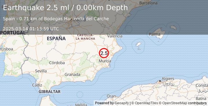 Earthquake SPAIN (2.5 ml) (2025-03-14 01:13:59 UTC)