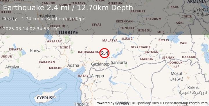 Earthquake CENTRAL TURKEY (2.4 ml) (2025-03-14 02:34:53 UTC)