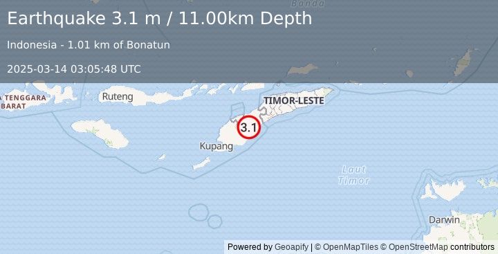 Earthquake TIMOR REGION (3.1 m) (2025-03-14 03:05:48 UTC)