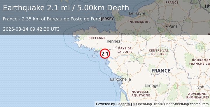 Earthquake FRANCE (2.1 ml) (2025-03-14 09:42:30 UTC)