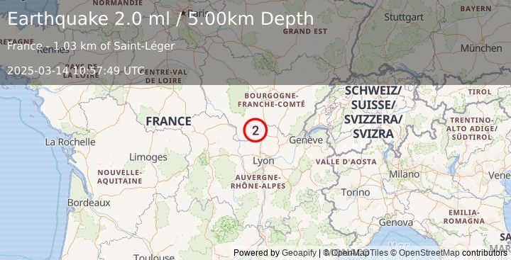 Earthquake FRANCE (2.0 ml) (2025-03-14 10:57:49 UTC)