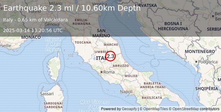 Earthquake CENTRAL ITALY (2.3 ml) (2025-03-14 13:20:56 UTC)