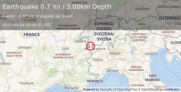 Earthquake NORTHERN ITALY (0.7 ml) (2025-03-14 16:00:31 UTC)