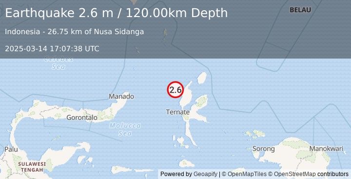 Earthquake HALMAHERA, INDONESIA (2.6 m) (2025-03-14 17:07:38 UTC)