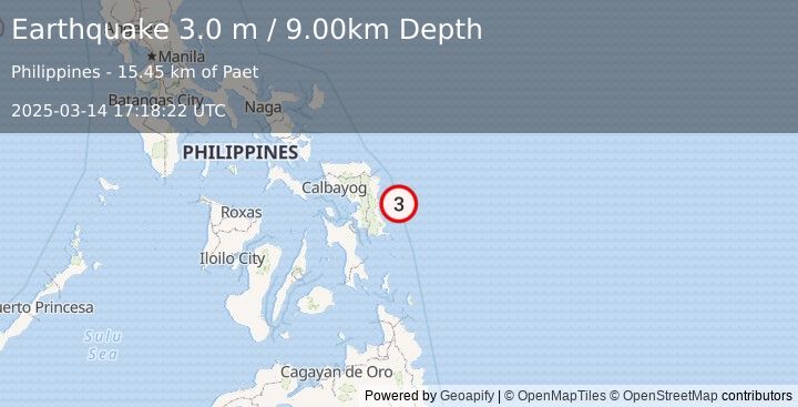 Earthquake SAMAR, PHILIPPINES (3.0 m) (2025-03-14 17:18:22 UTC)