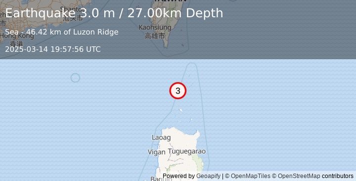 Earthquake BATAN ISL REGION, PHILIPPINES (3.0 m) (2025-03-14 19:57:56 UTC)