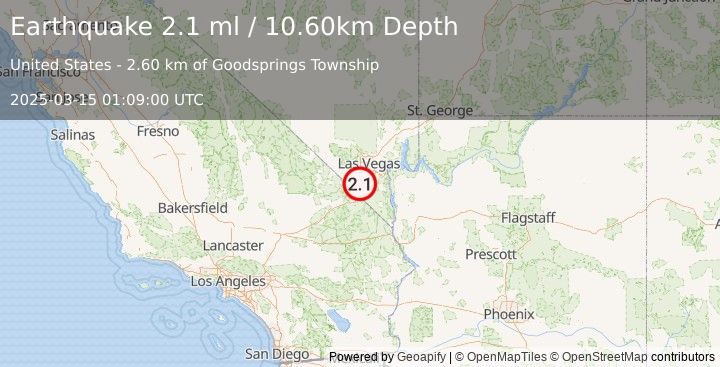 Earthquake NEVADA (2.1 ml) (2025-03-15 01:09:00 UTC)